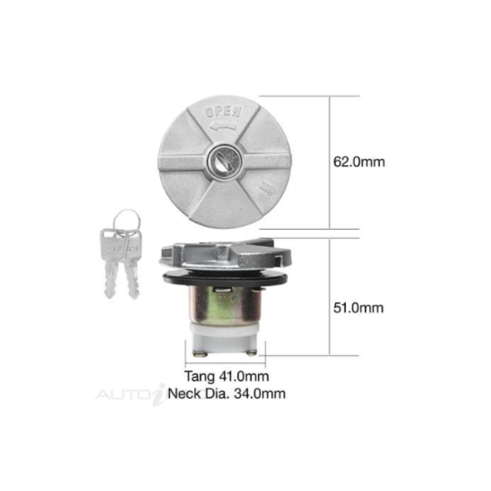 Fuel Filler Cap Metal Bayonet Type - Toyota Hilux 22R 2.4L Petrol RN105 RN106, RN110, RN130 1988-1997