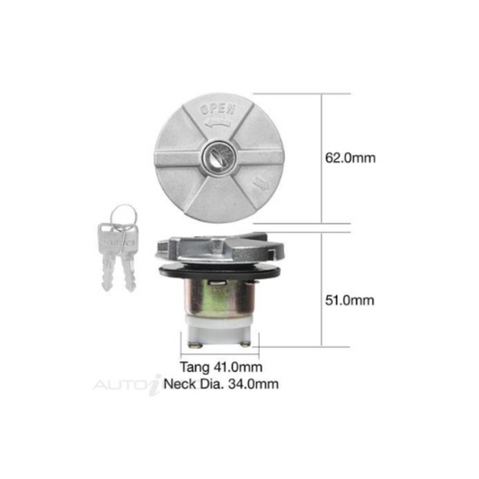 Fuel Filler Cap Metal Bayonet Type - Toyota Hilux 22R 2.4L Petrol RN105 RN106, RN110, RN130 1988-1997