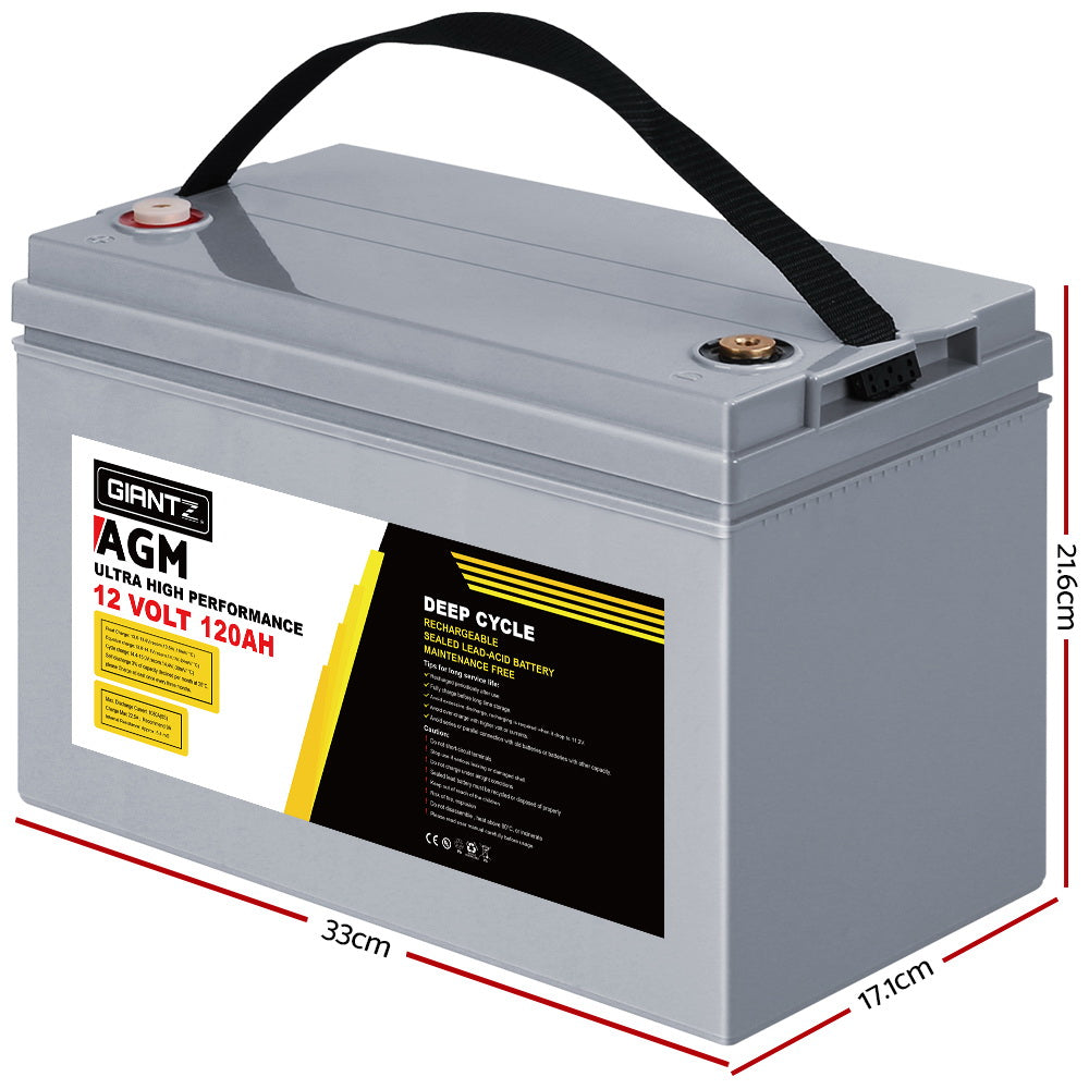 Giantz 120Ah 12V Sealed AGM Deep Cycle Battery