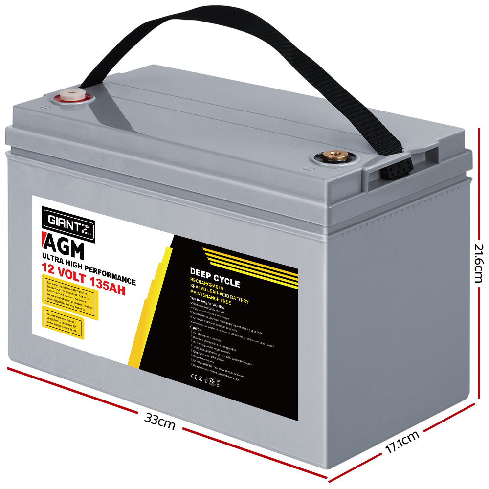 Giantz 135Ah 12V Sealed AGM Deep Cycle Battery