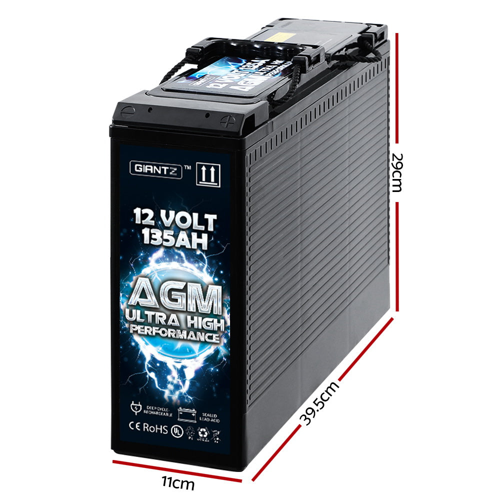 Giantz SLIM 135Ah 12V Sealed AGM Deep Cycle Battery