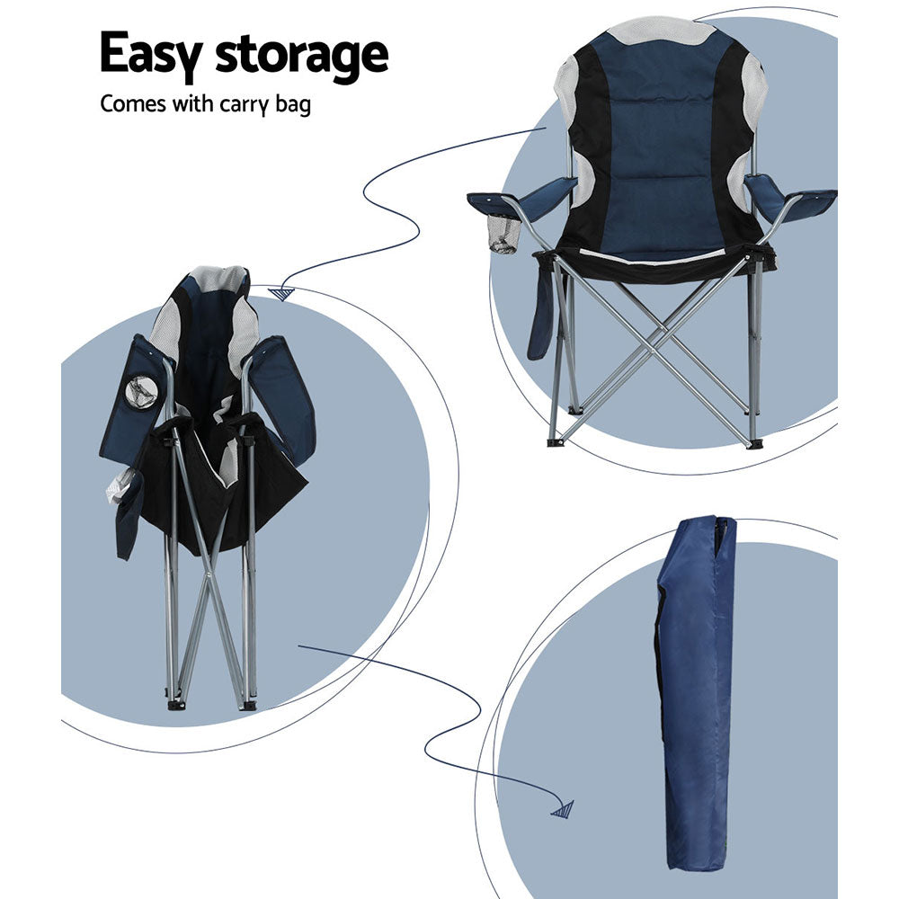 Weisshorn 2x Folding Camping Chairs (Navy)