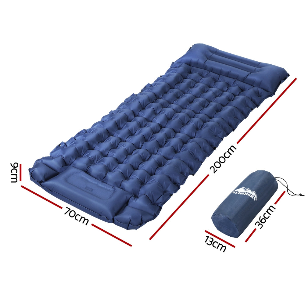Weisshorn Self Inflating Camping Mattress Single 9cm Blue