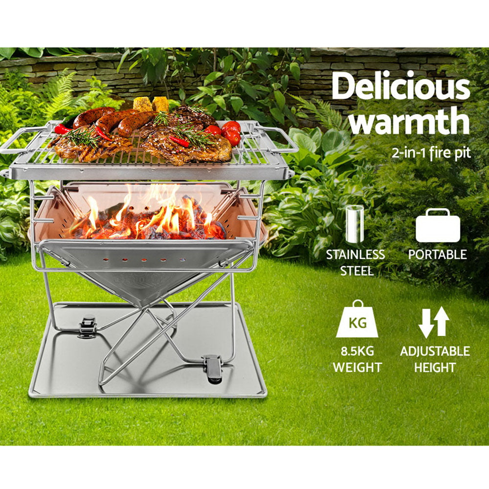 Foldable Portable Fire Pit Grill with Carry Bag 8.5kg