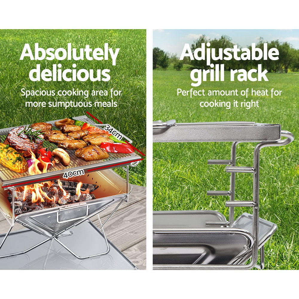 Foldable Portable Fire Pit Grill with Carry Bag 8.5kg