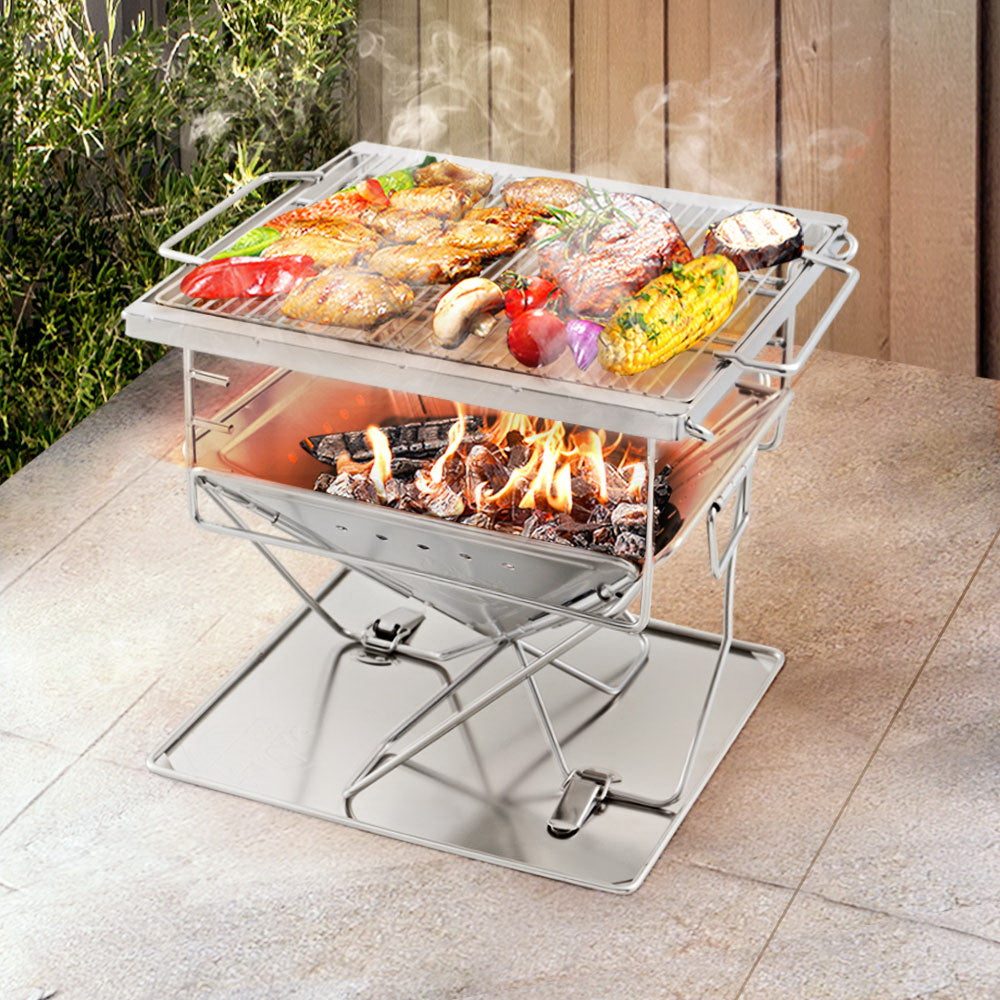 Foldable Portable Fire Pit Grill with Carry Bag 8.5kg