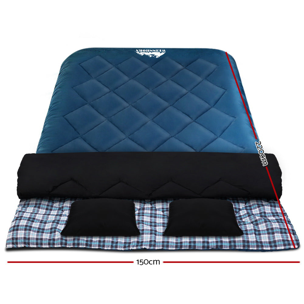Weisshorn Sleeping Double Bag with Pillow Navy -10 C