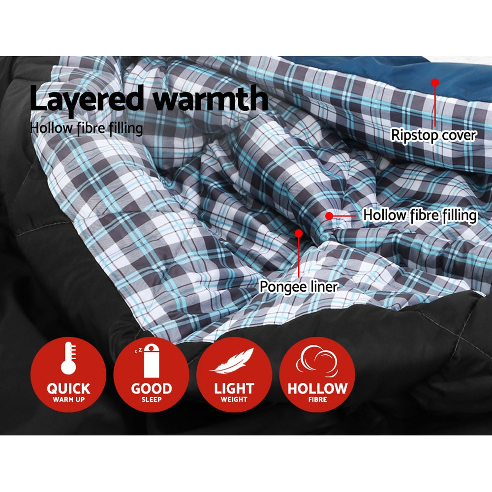 Weisshorn Sleeping Double Bag with Pillow Navy -10 C