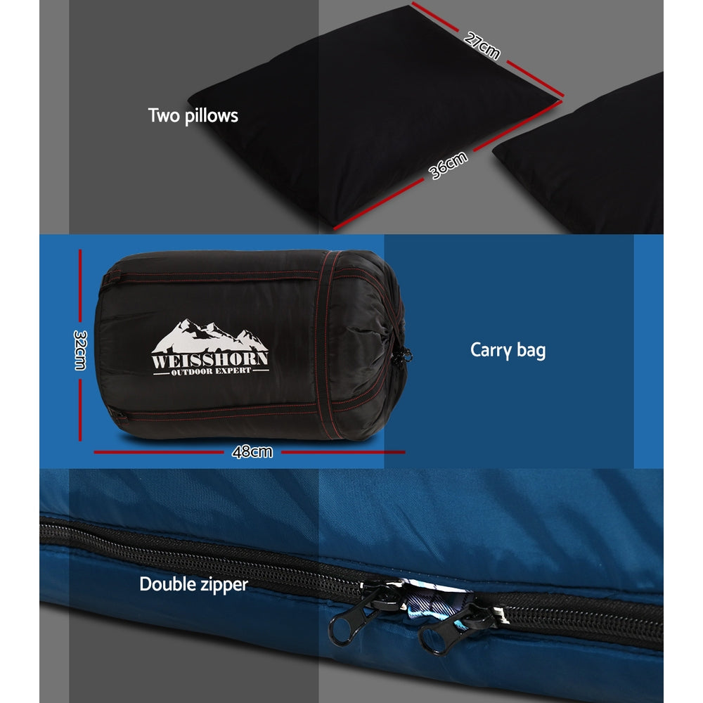 Weisshorn Sleeping Double Bag with Pillow Navy -10 C
