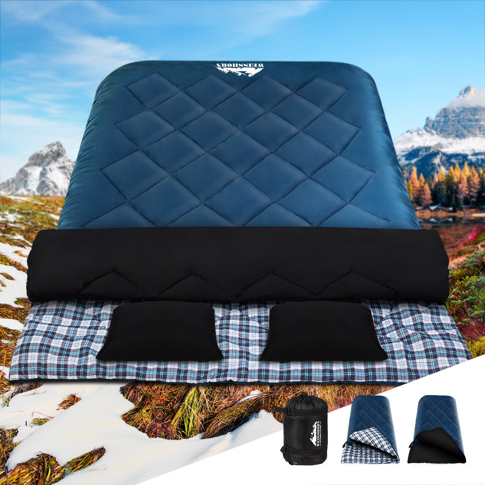 Weisshorn Sleeping Double Bag with Pillow Navy -10 C