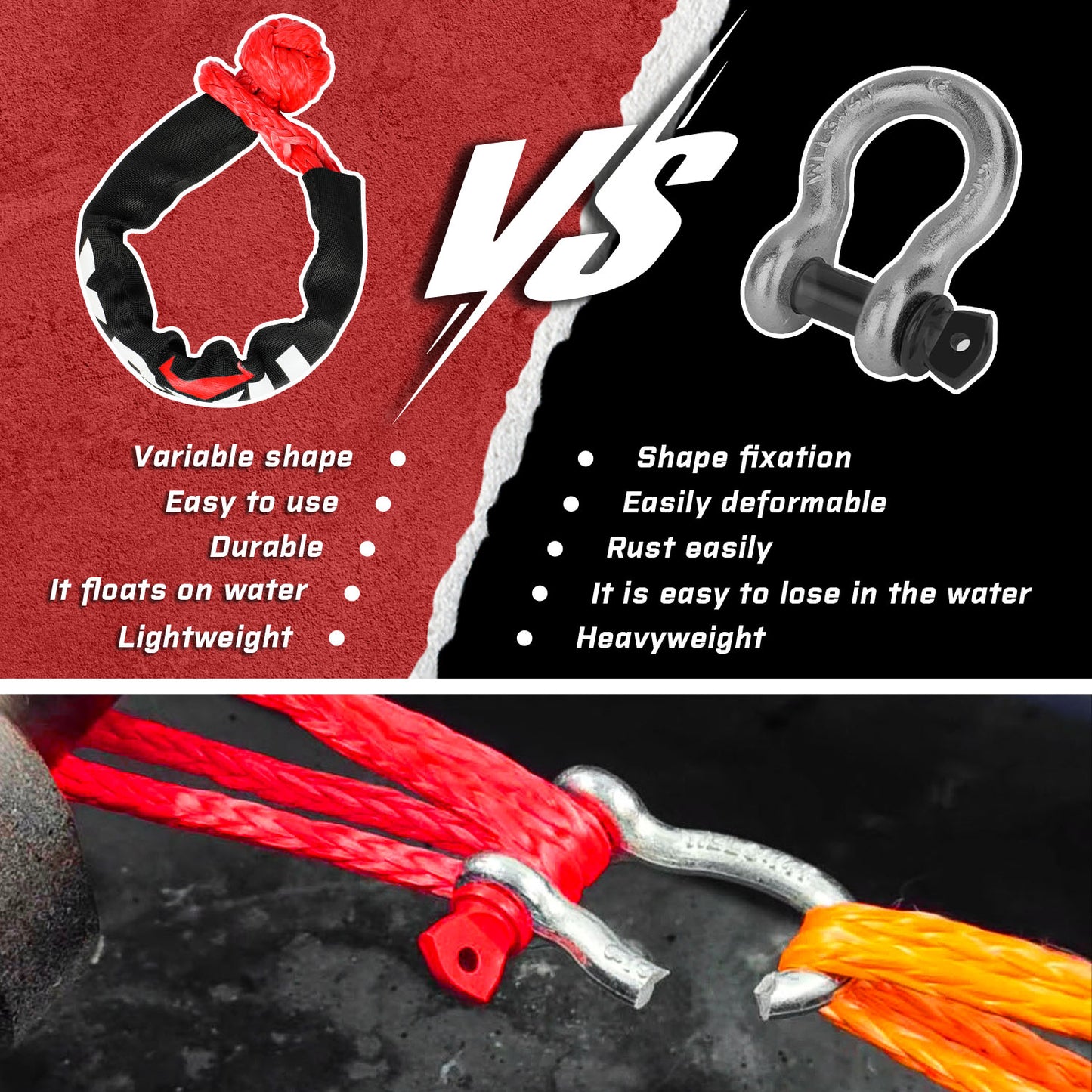 X-BULL Winch Ring + Soft Shackle Kit