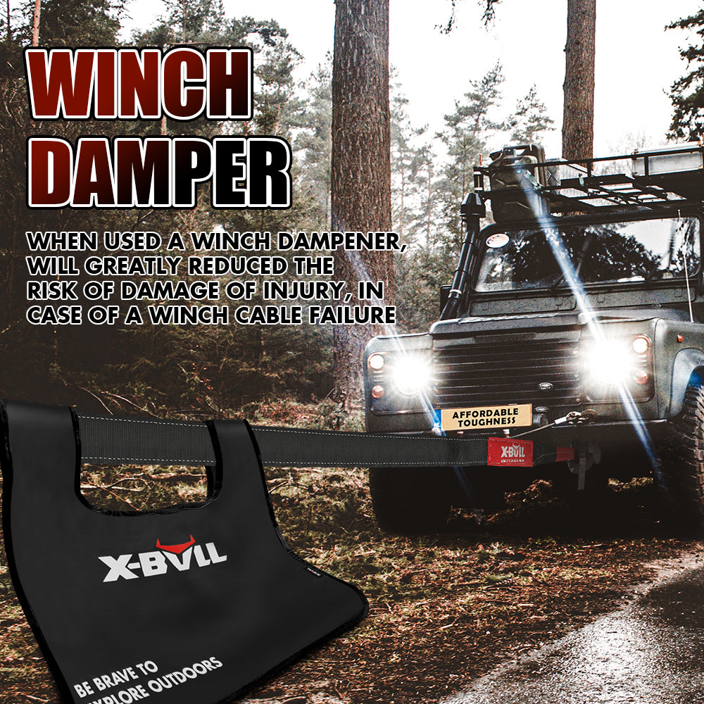 X-BULL Recovery Kit 1 - Kinetic Rope, Snatch Strap, Soft Shackles, Winch Damper, Gloves