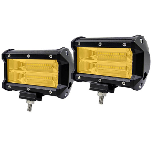 2x 5 inch Yellow LED Work Light Bar
